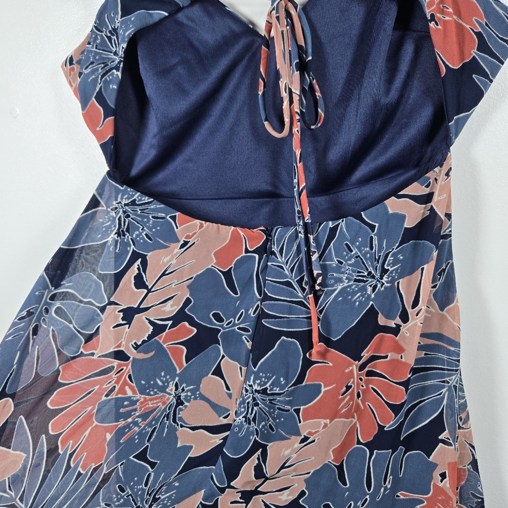 Lulus Fragrant Blooms Navy Blue Pink Tropical Floral Print Maxi Dress Size Small - Picture 11 of 16